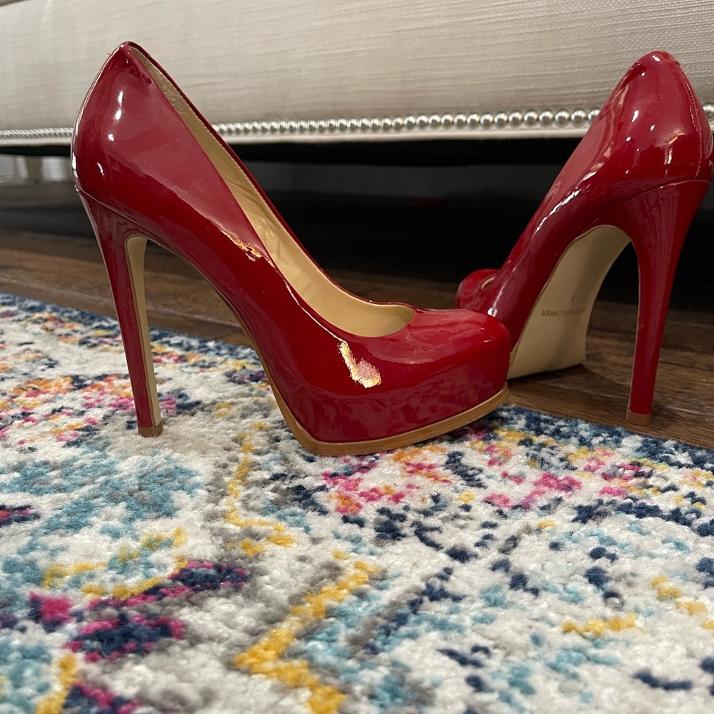 Kelsi Dagger Red Patent Platform Heels